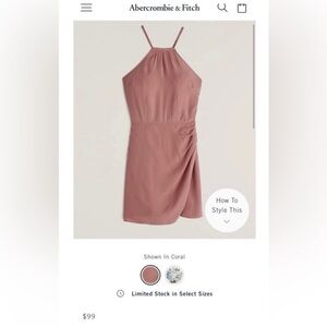 Abercrombie & Fitch Pink / Coral Asymmetrical Ruched Mini Dress
